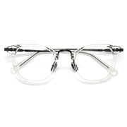Modern Minimalist Clear Square Eyeglasses, Two-Tone Black & Clear