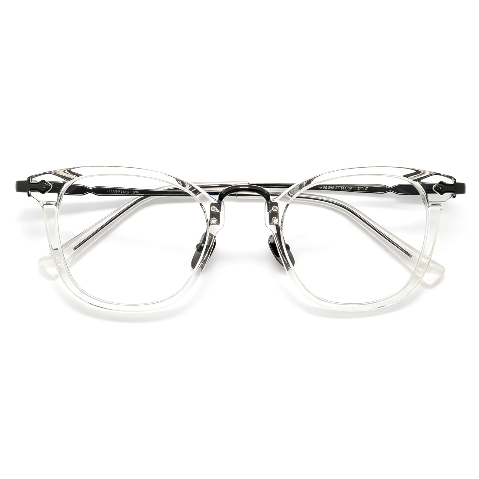 Modern Minimalist Clear Square Eyeglasses, Two-Tone Black & Clear