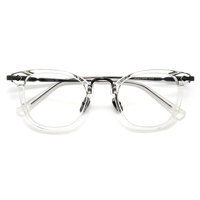 Modern Minimalist Clear Square Eyeglasses, Two-Tone Black & Clear