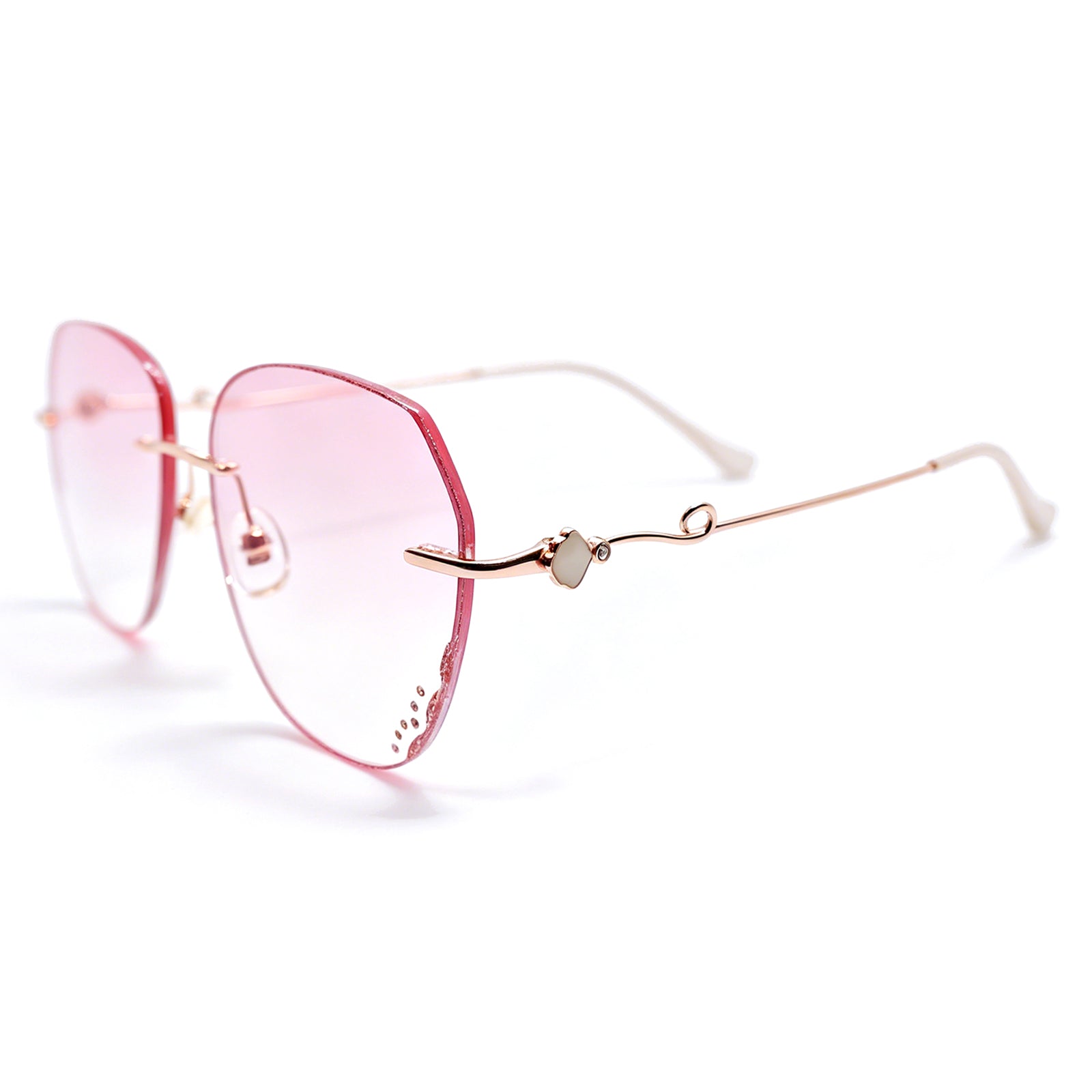 Shimmer Rose Gold Frames with Pink Lenses