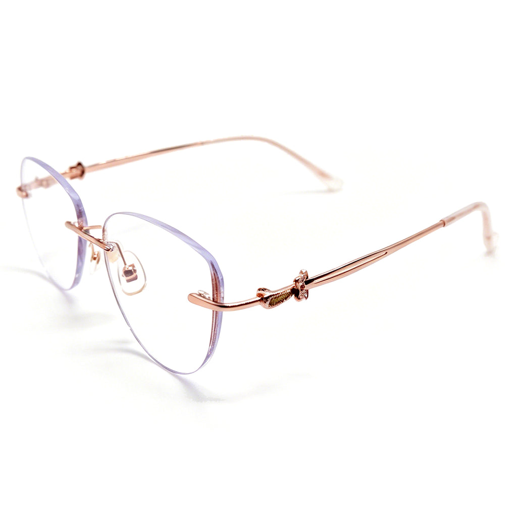 Glamorous Glitter Edge Rimless Eyeglasses, Rose Gold