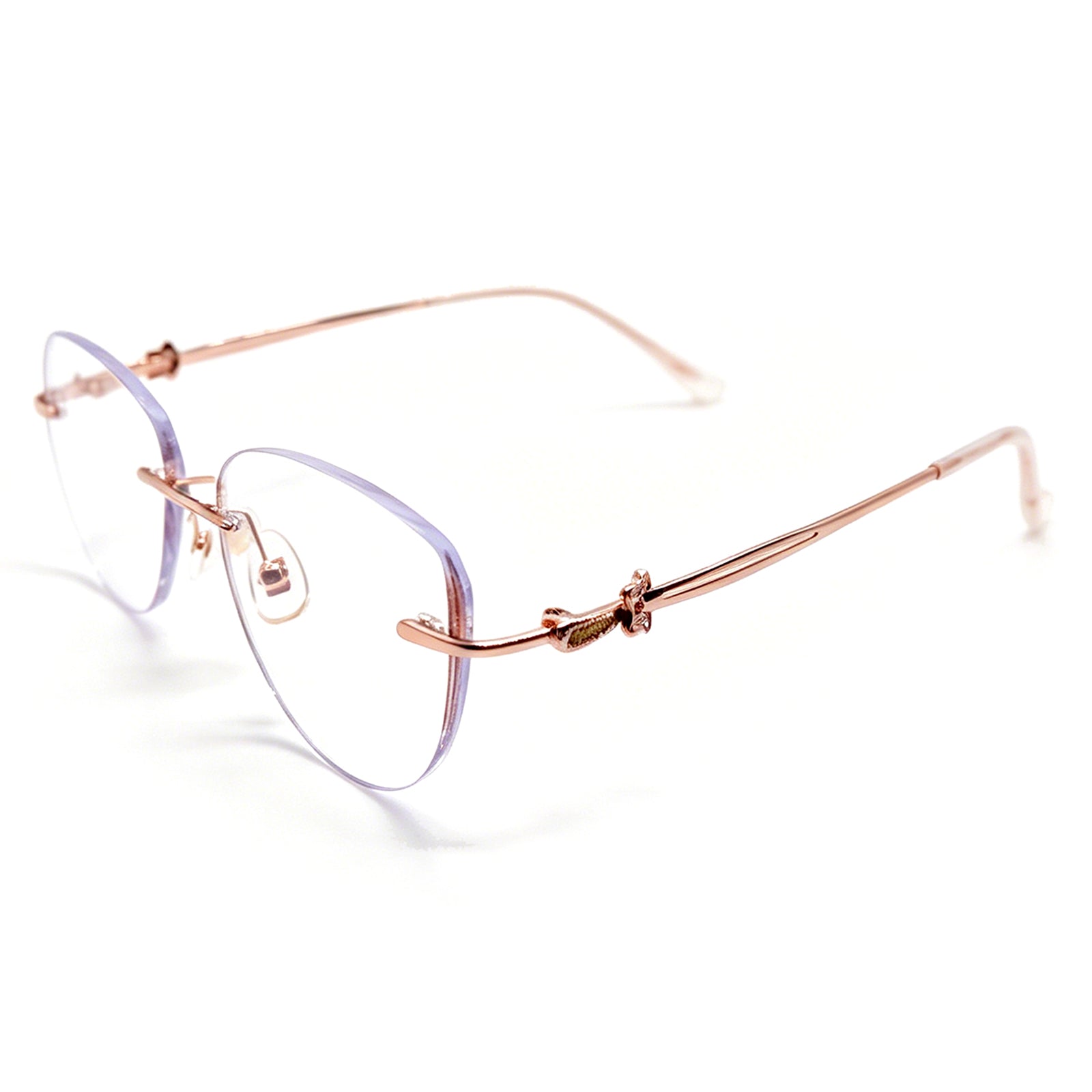 Glamorous Glitter Edge Rimless Eyeglasses, Rose Gold