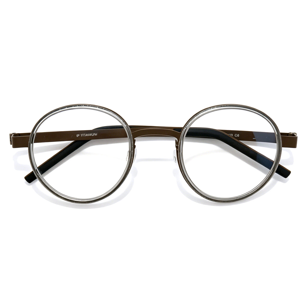 Lightweight Black Round Titanium Glasses, Durable IP Plated, UV400 Protection