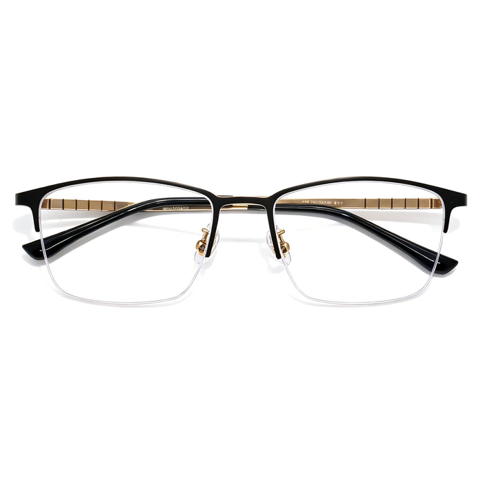 Sleek Business Style Eyeglasses, Black Silver Metal Frame