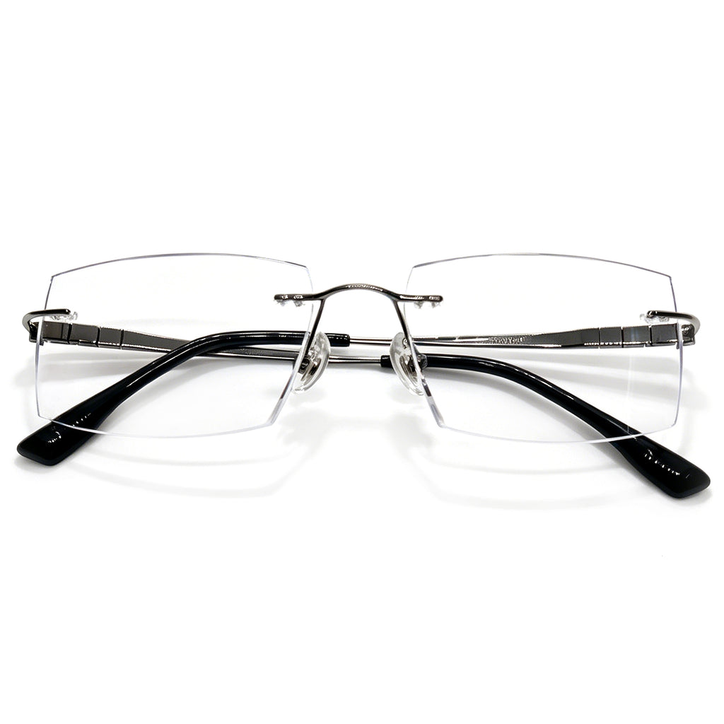 Black Rimless Eyeglasses, Lightweight for Men