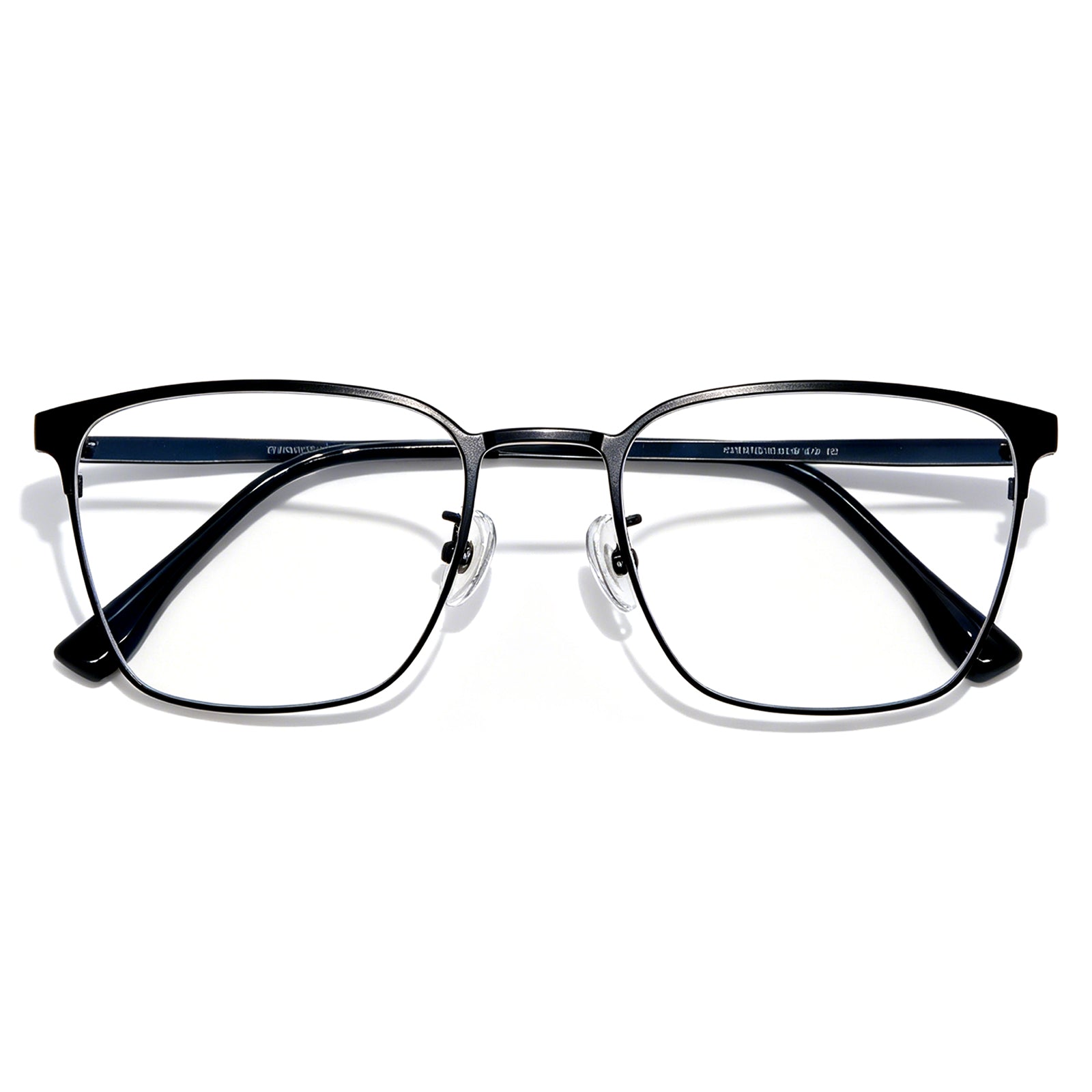 Men's Browline Eyeglasses, Black & Gold Titanium Frame, Anti Blue Light