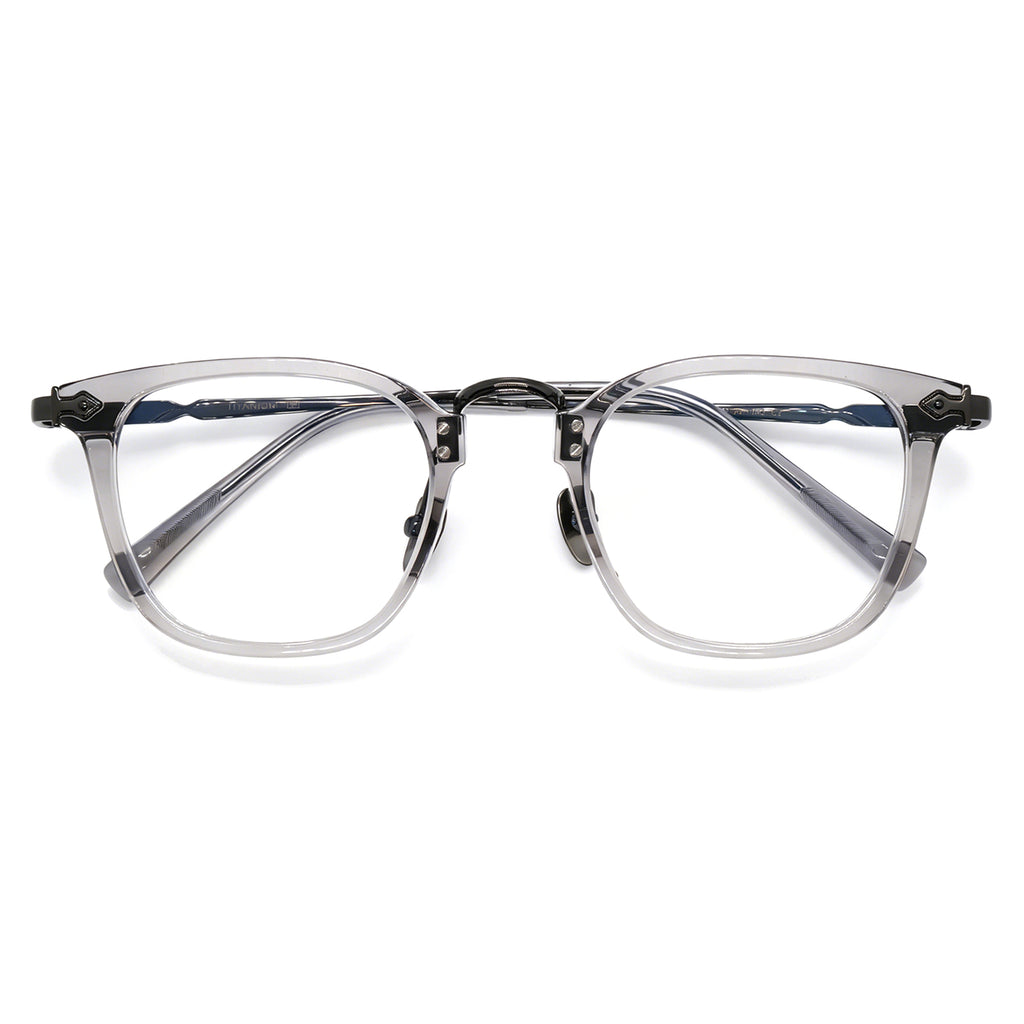 Modern Minimalist Clear Square Eyeglasses, Two-Tone Black & Clear