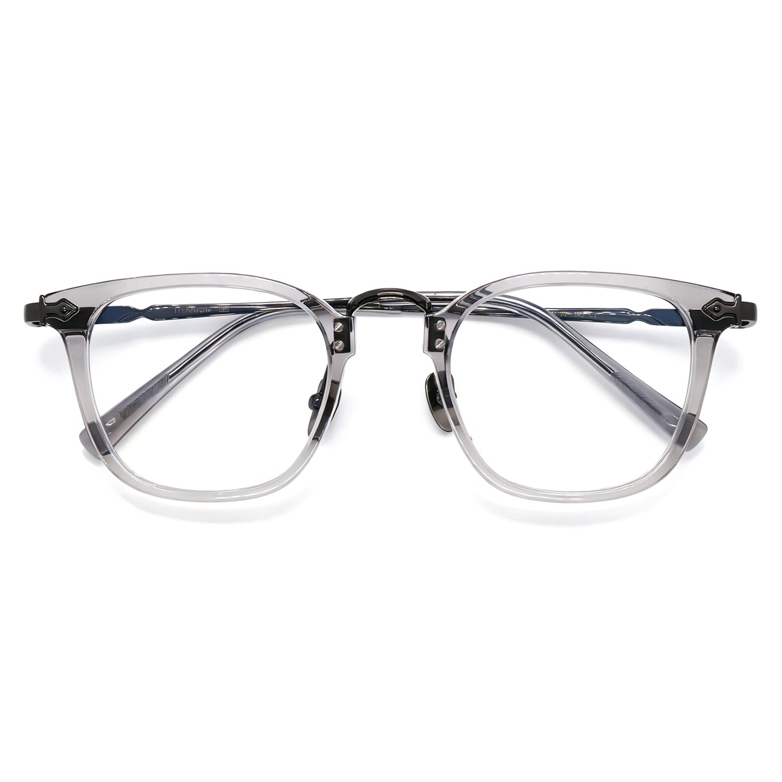 Modern Minimalist Clear Square Eyeglasses, Two-Tone Black & Clear