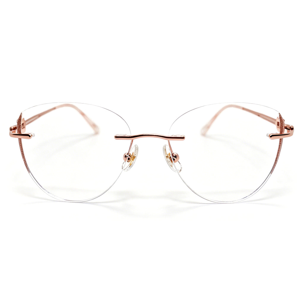 Glamorous Glitter Edge Rimless Eyeglasses, Rose Gold