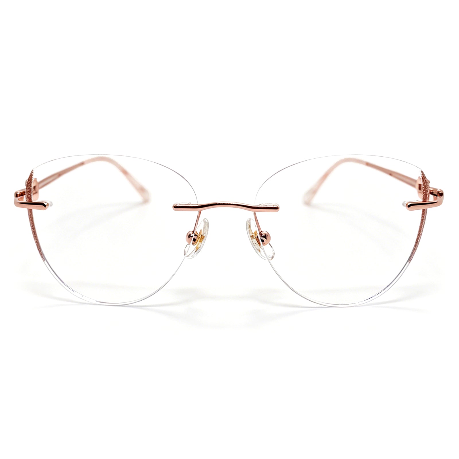 Glamorous Glitter Edge Rimless Eyeglasses, Rose Gold