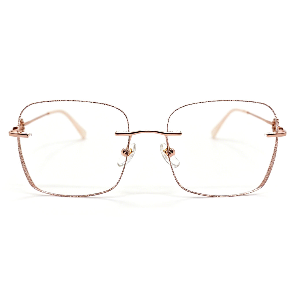 Soft Feminine Rimless Glasses, Rose Gold, Delicate Flower Accents