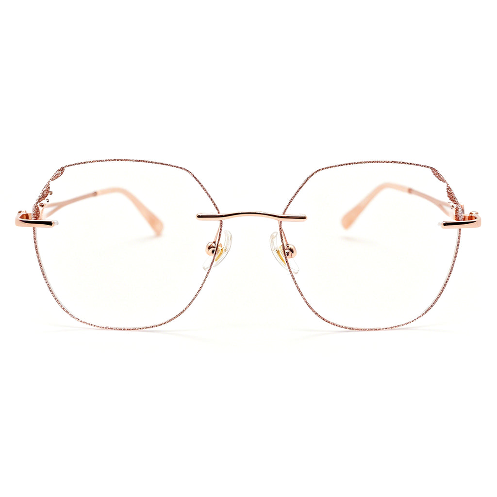 Glamorous Crystal-Embellished Rimless Eyeglasses, Rose Gold