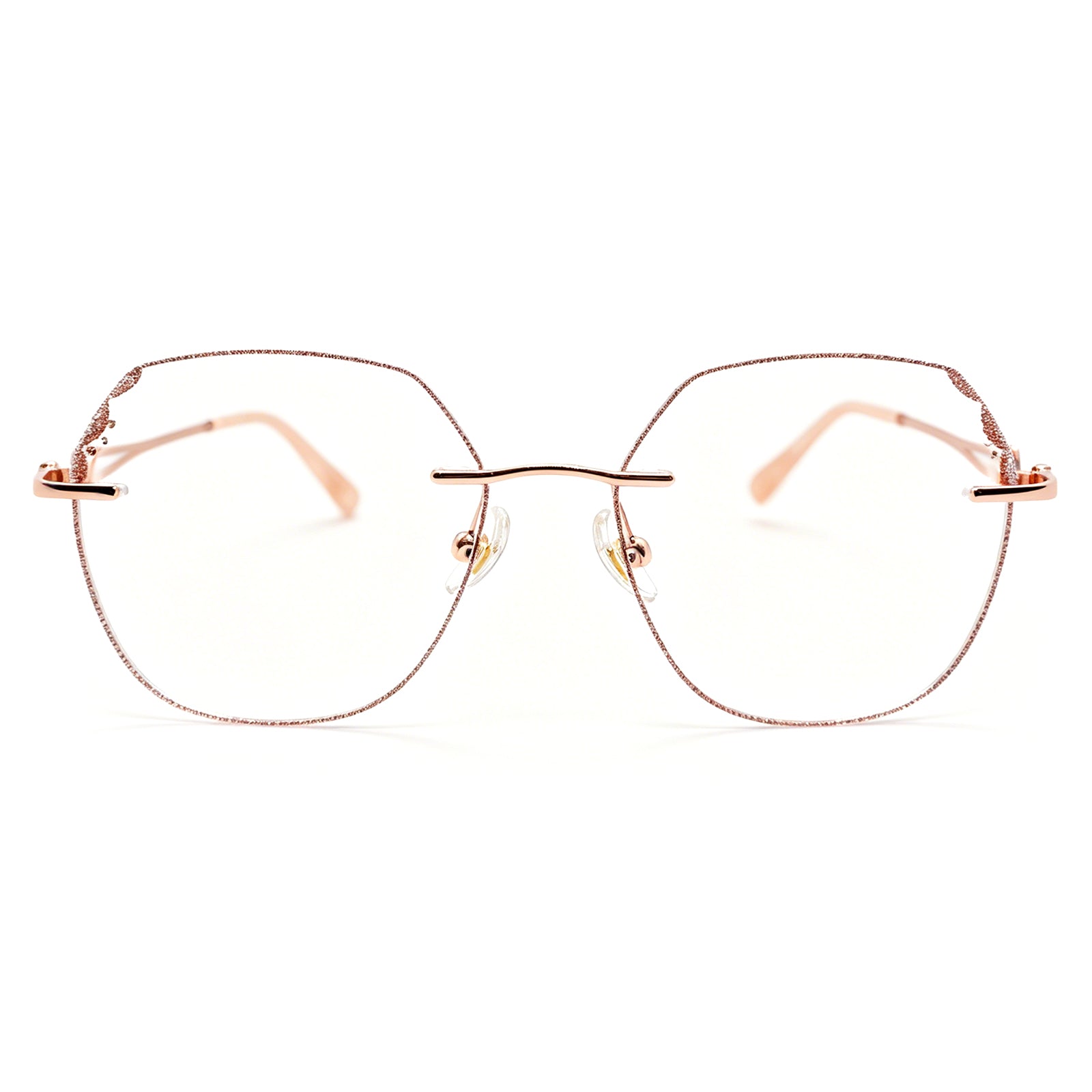 Glamorous Crystal-Embellished Rimless Eyeglasses, Rose Gold