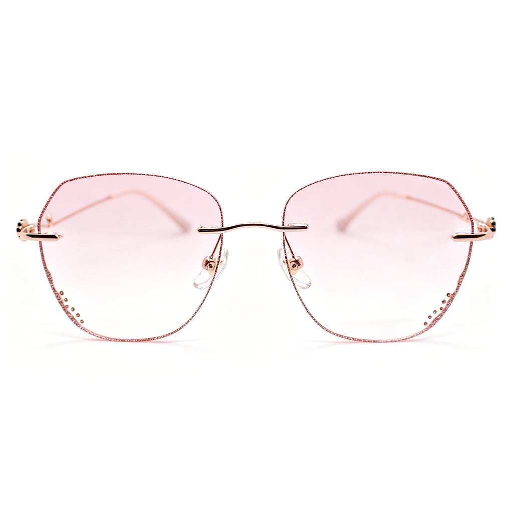 Shimmer Rose Gold Frames with Pink Lenses