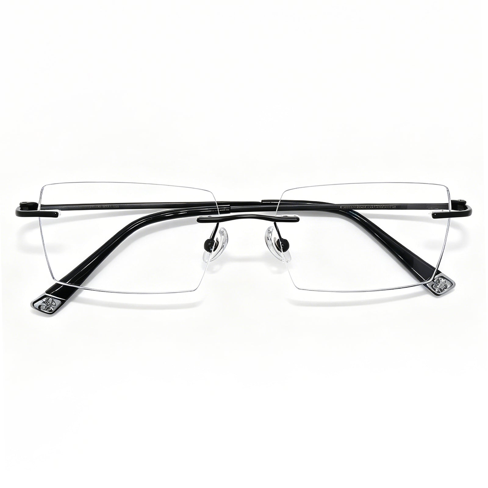 Executive Rimless Square Eyeglasses, Gunmetal Metal for Modern Professionals