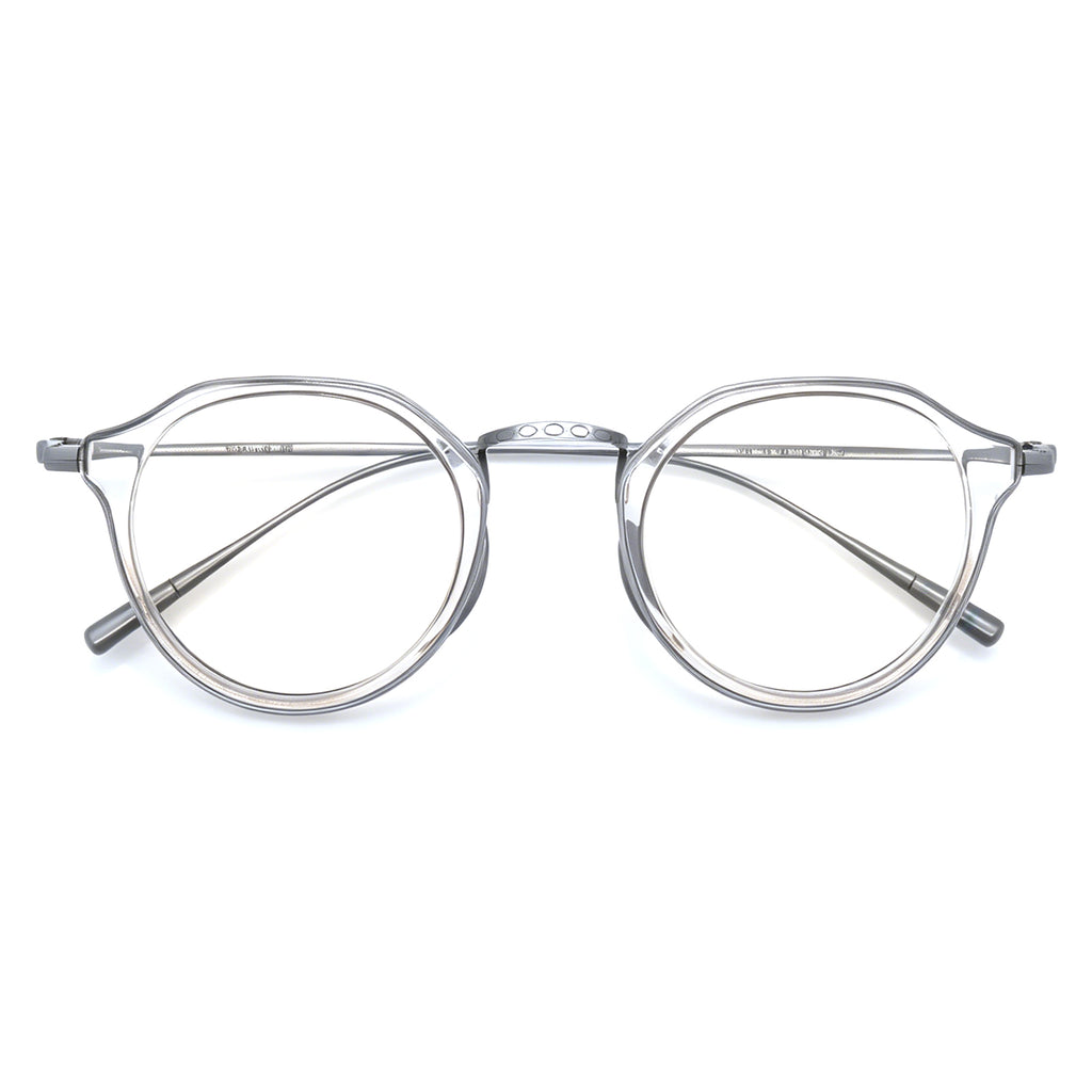 Timeless Round Eyeglasses, Black Acetate with Gunmetal Details, Office & Casual