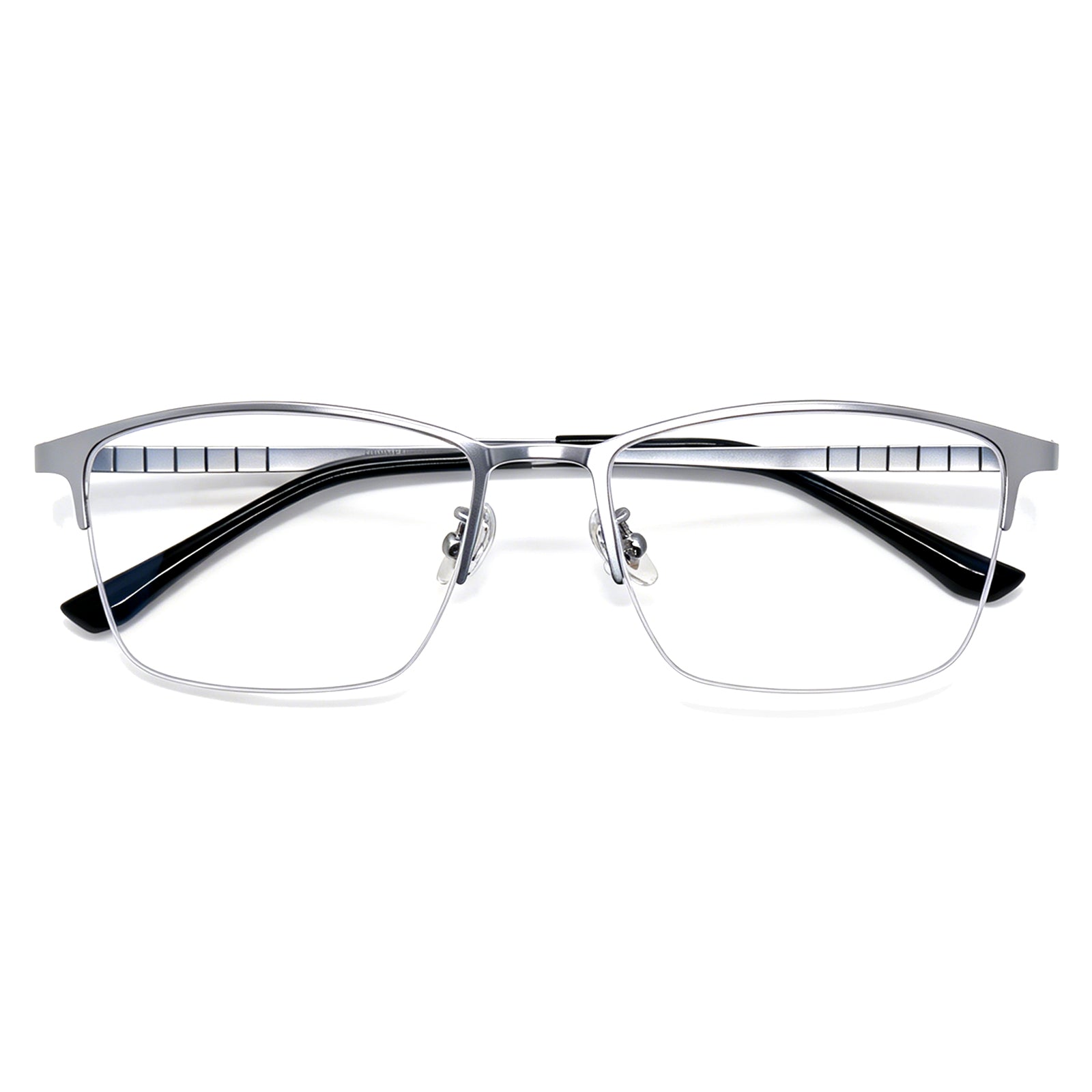 Sleek Business Style Eyeglasses, Black Silver Metal Frame