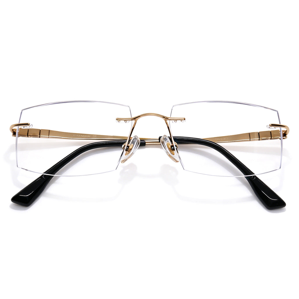 Black Rimless Eyeglasses, Lightweight for Men