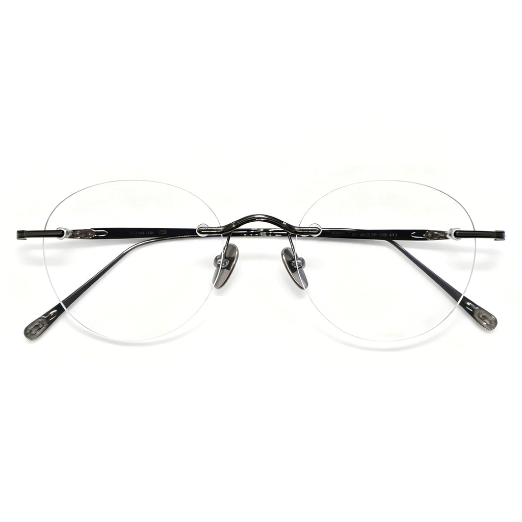 Rimless Gold Metal Eyeglasses, Ultra-Light Round Optical Frame for Men