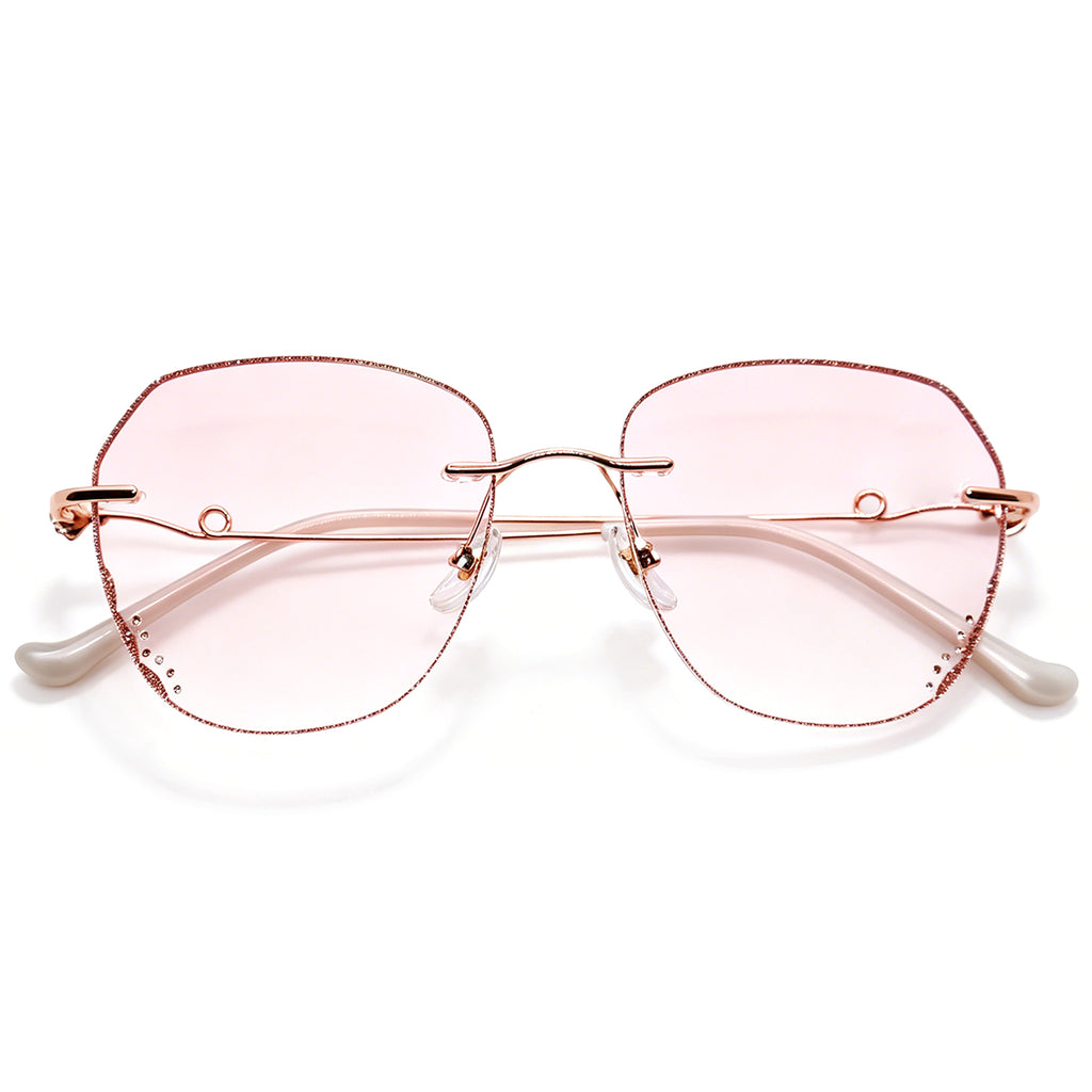 Shimmer Rose Gold Frames with Pink Lenses
