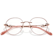 Rose Gold Round Rimless Eyeglasses with Glitter Edges