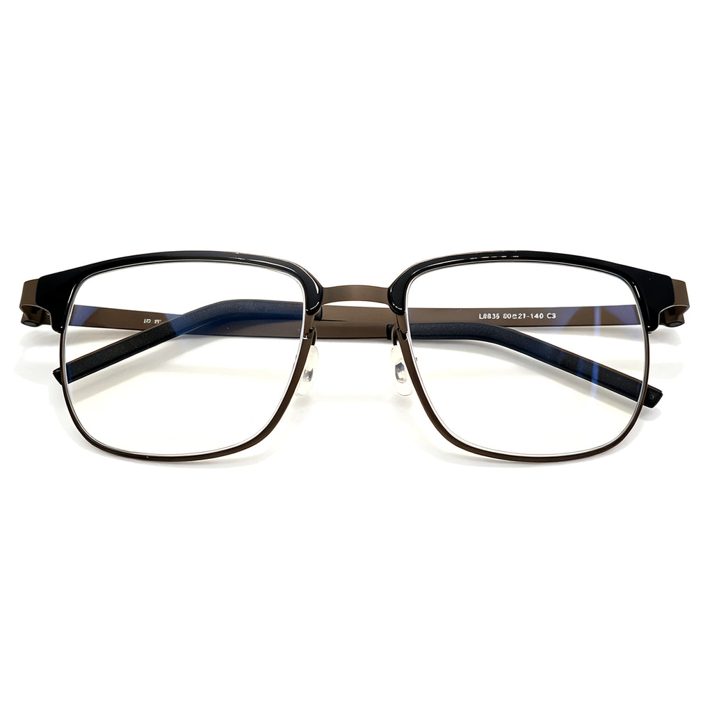 Business Half-Rim Eyewear, Black Frame, Prescription Ready