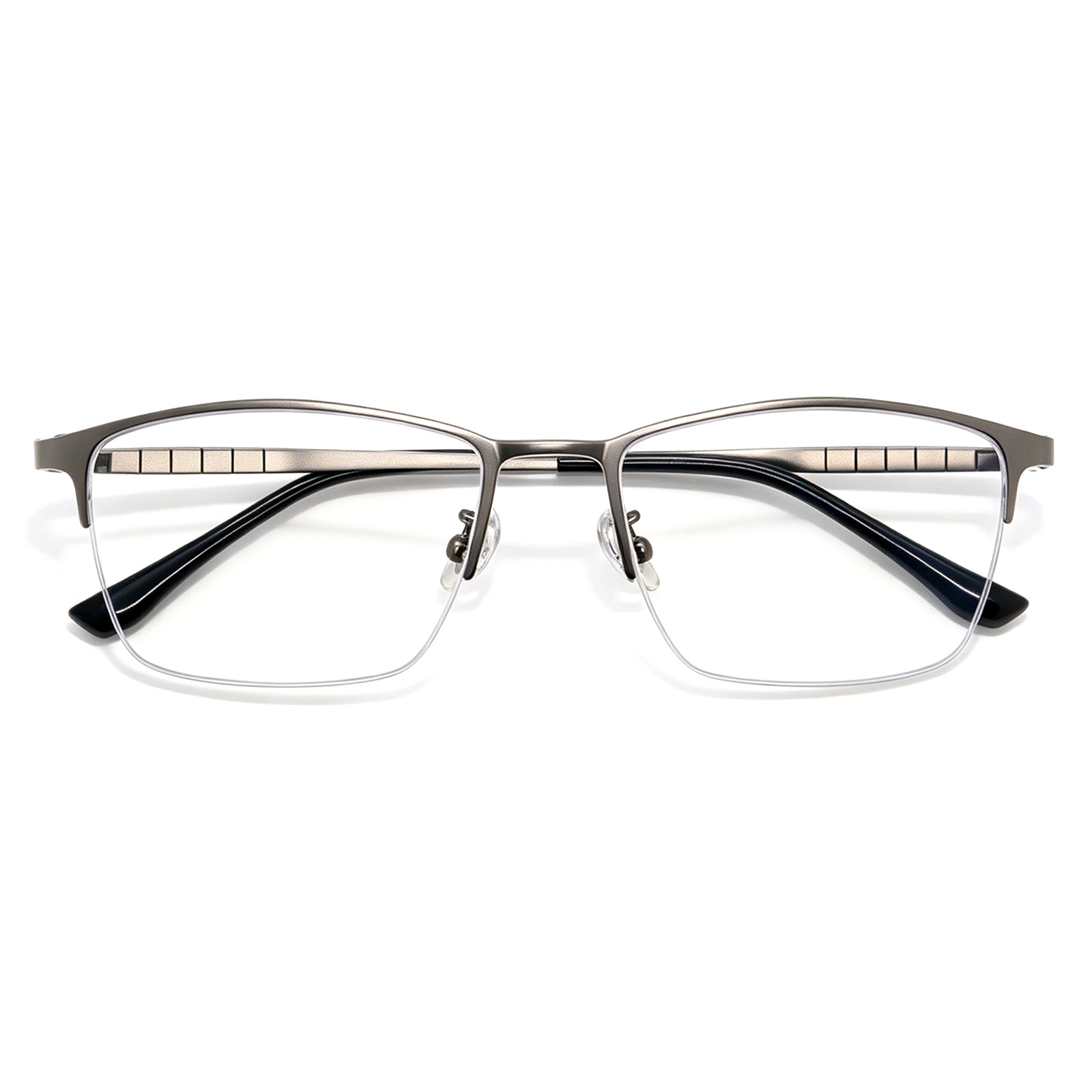 Sleek Business Style Eyeglasses, Black Silver Metal Frame