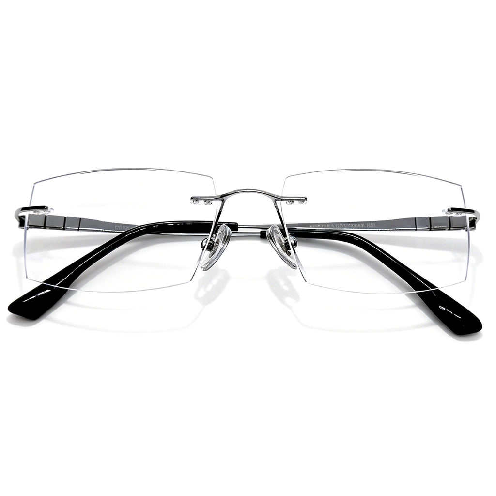 Black Rimless Eyeglasses, Lightweight for Men