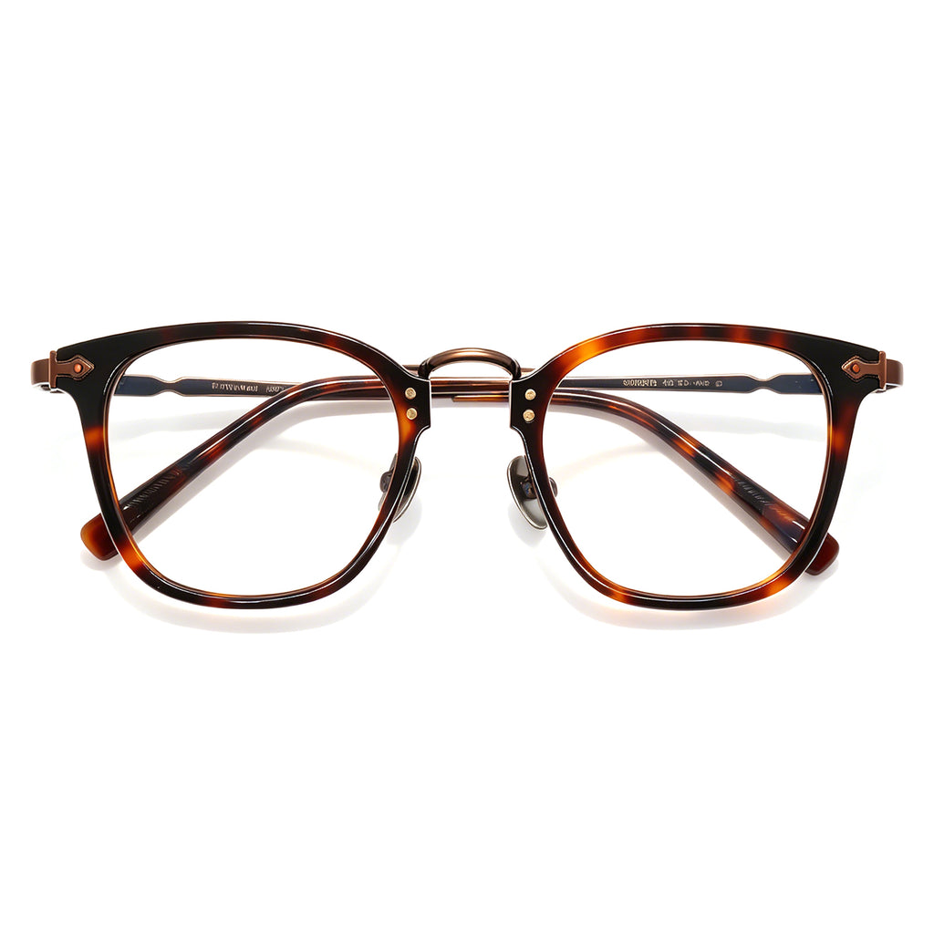 Modern Minimalist Clear Square Eyeglasses, Two-Tone Black & Clear