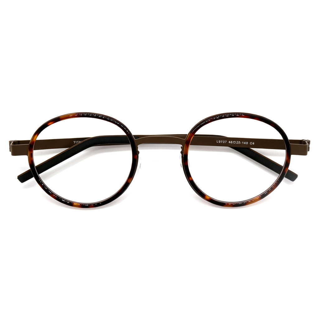 Lightweight Black Round Titanium Glasses, Durable IP Plated, UV400 Protection