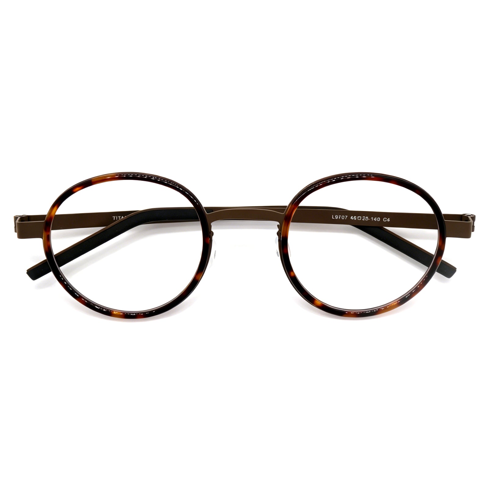 Lightweight Black Round Titanium Glasses, Durable IP Plated, UV400 Protection