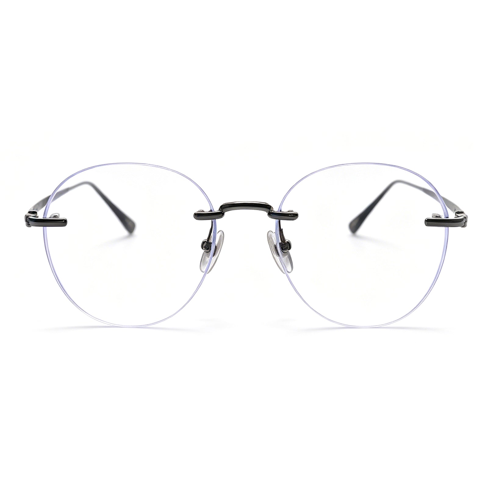Rimless Gold Metal Eyeglasses, Ultra-Light Round Optical Frame for Men