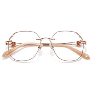 Glamorous Crystal-Embellished Rimless Eyeglasses, Rose Gold