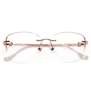 Glamorous Glitter Edge Rimless Eyeglasses, Rose Gold