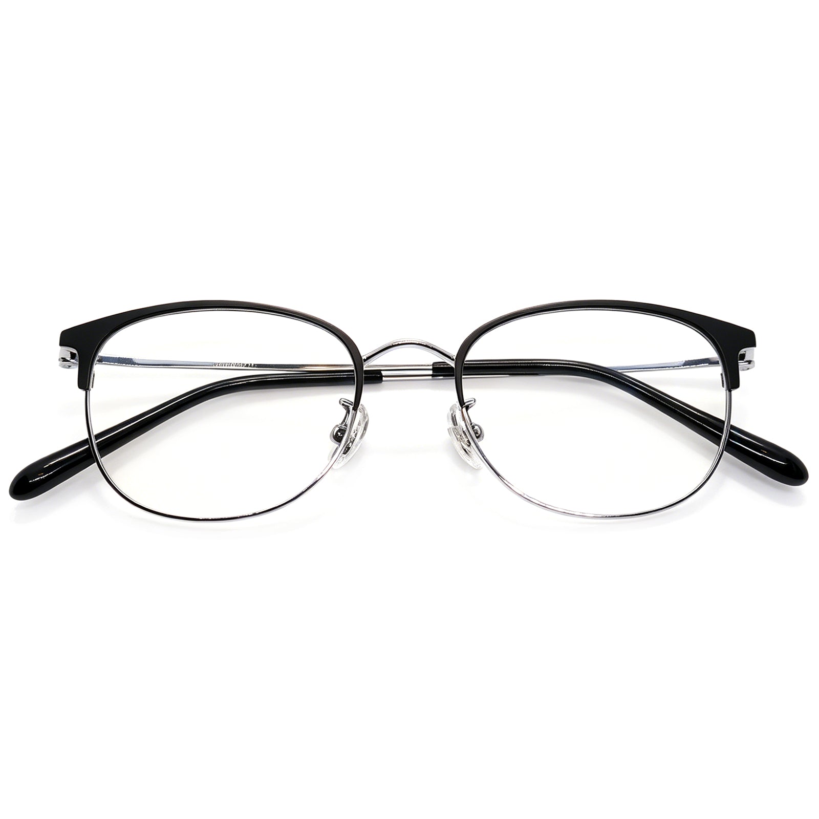 Black & Silver Browline Eyeglasses, Classic Style