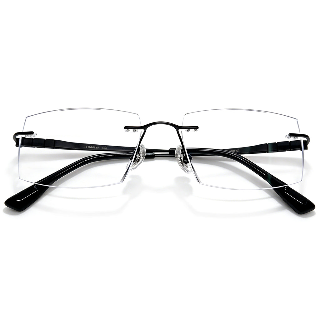 Black Rimless Eyeglasses, Lightweight for Men