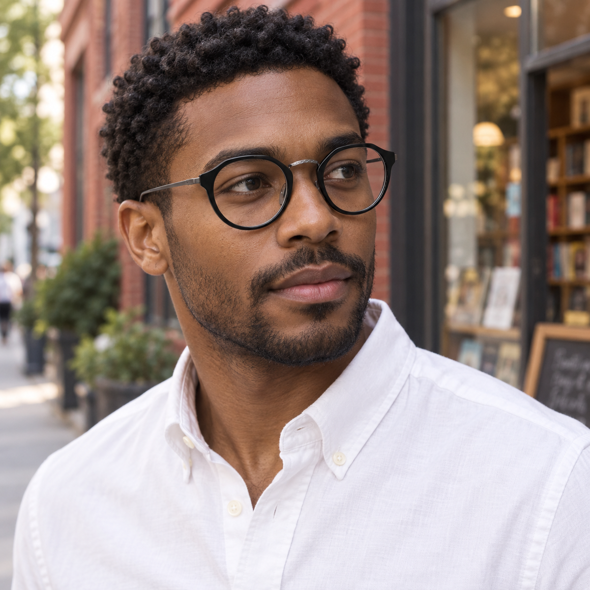 Unisex Polygon Transparent Blue Acetate & Gold Titanium Spliced Eyeglasses, Free Shipping on Orders Over $69
