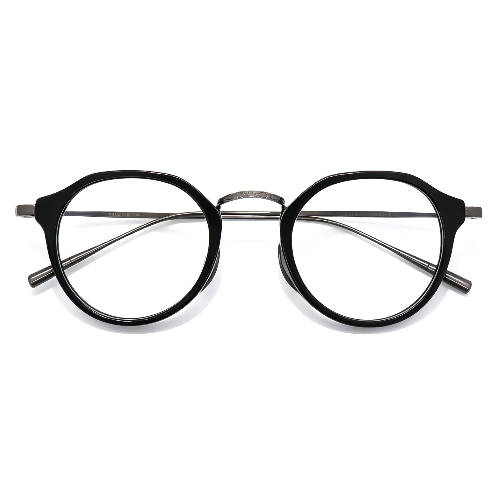Timeless Round Eyeglasses, Black Acetate with Gunmetal Details, Office & Casual