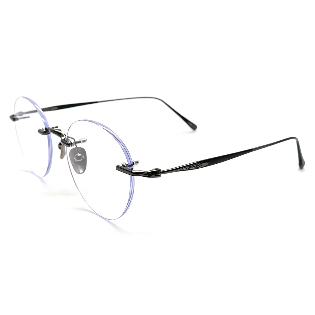 Rimless Gold Metal Eyeglasses, Ultra-Light Round Optical Frame for Men