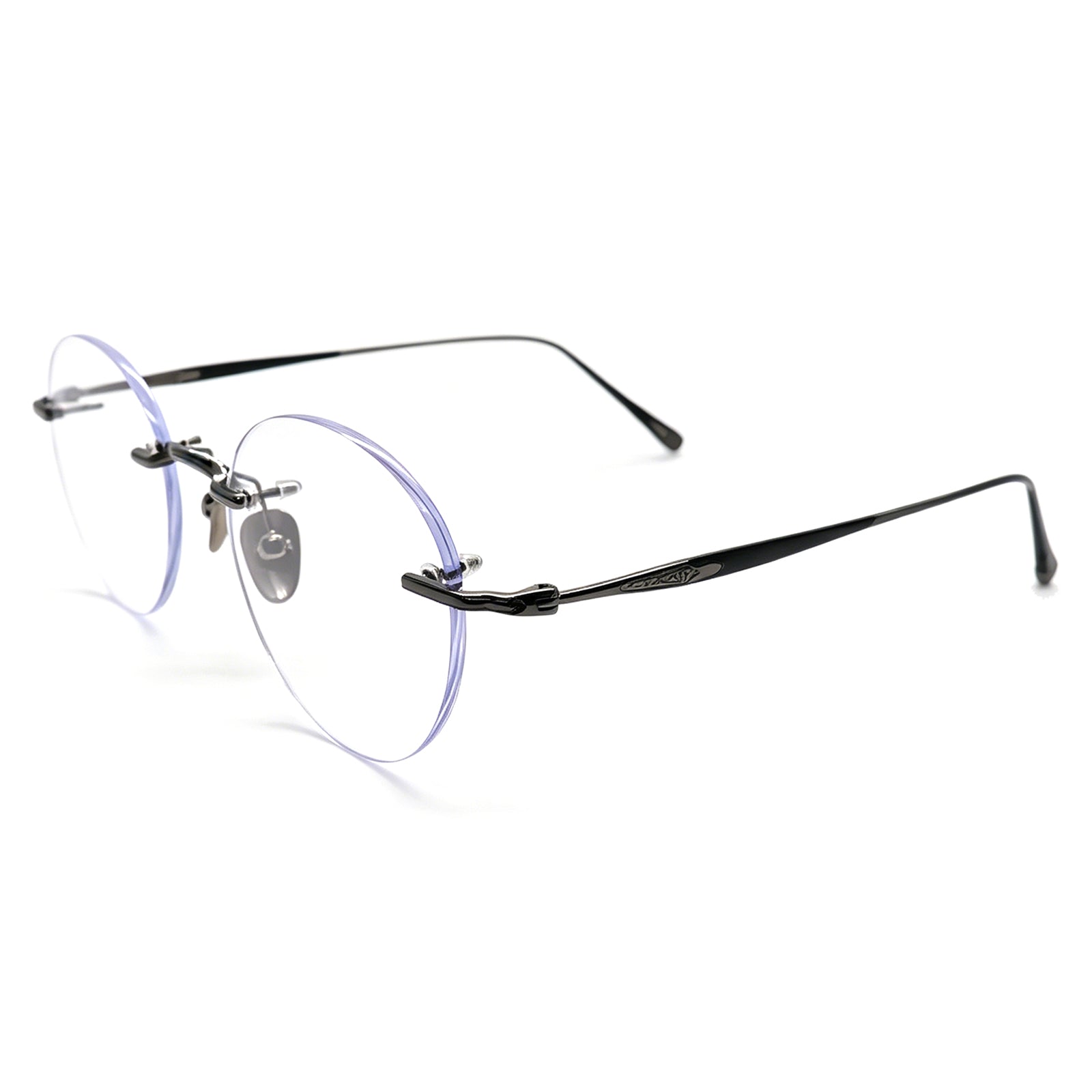 Rimless Gold Metal Eyeglasses, Ultra-Light Round Optical Frame for Men