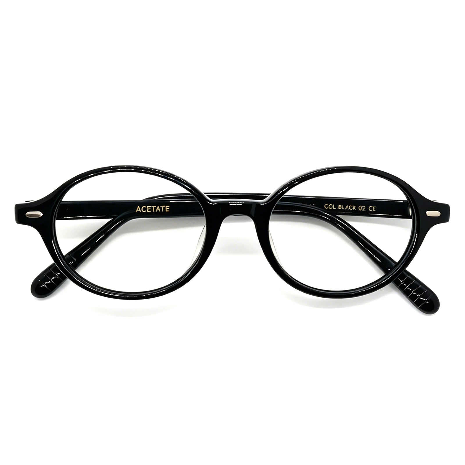 Intellectual Black Oval Acetate Eyeglasses, Classic Retro Academic Style
