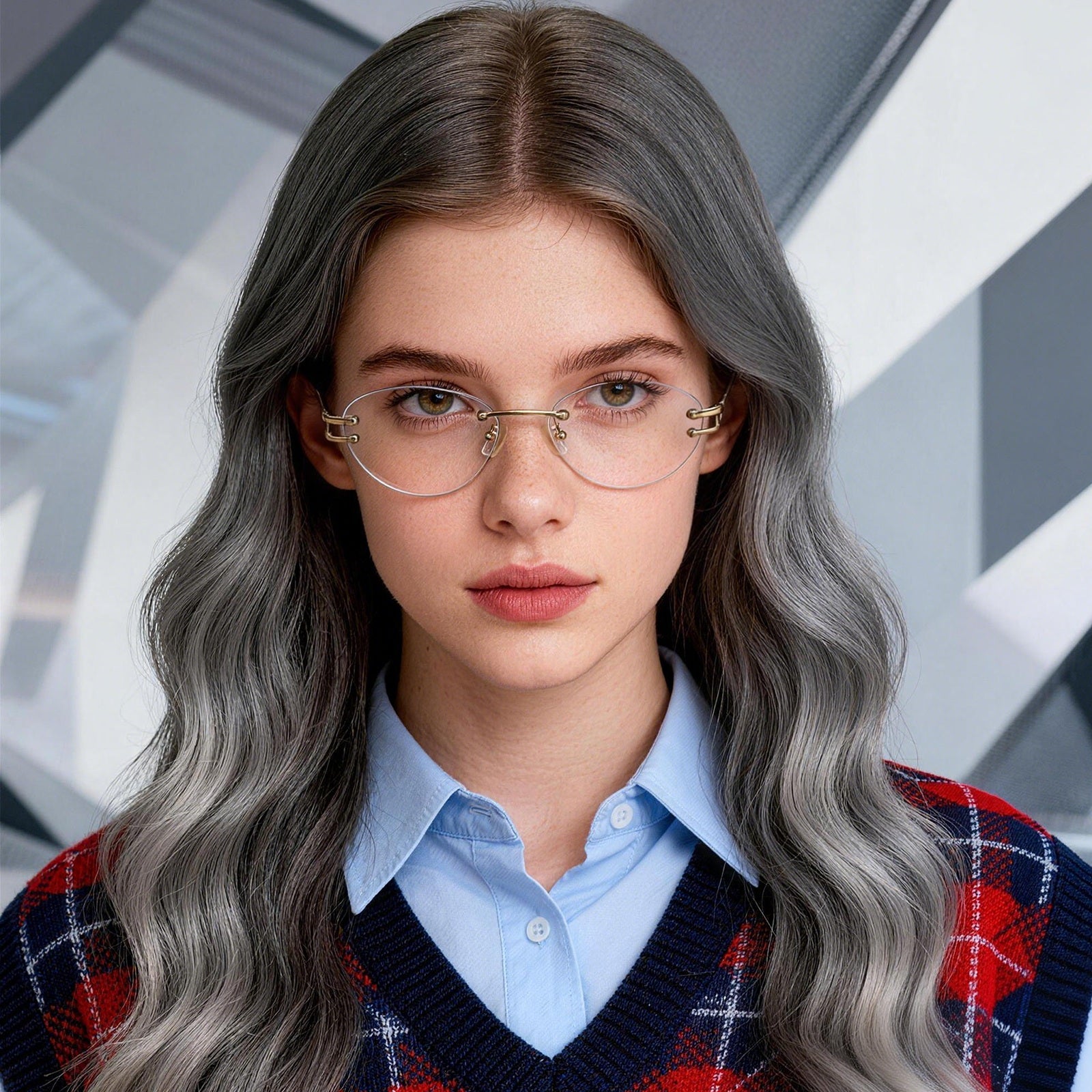 Lightweight Rimless Cat Eye Eyewear