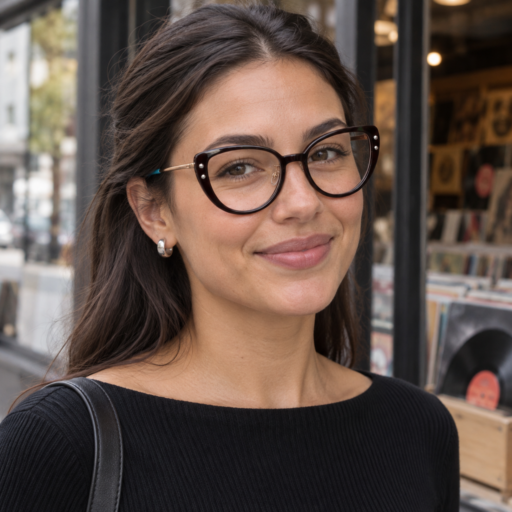 Women's Cat Eye Full-Rim Glitter Acetate Eyeglasses, Free Shipping on Orders Over $69