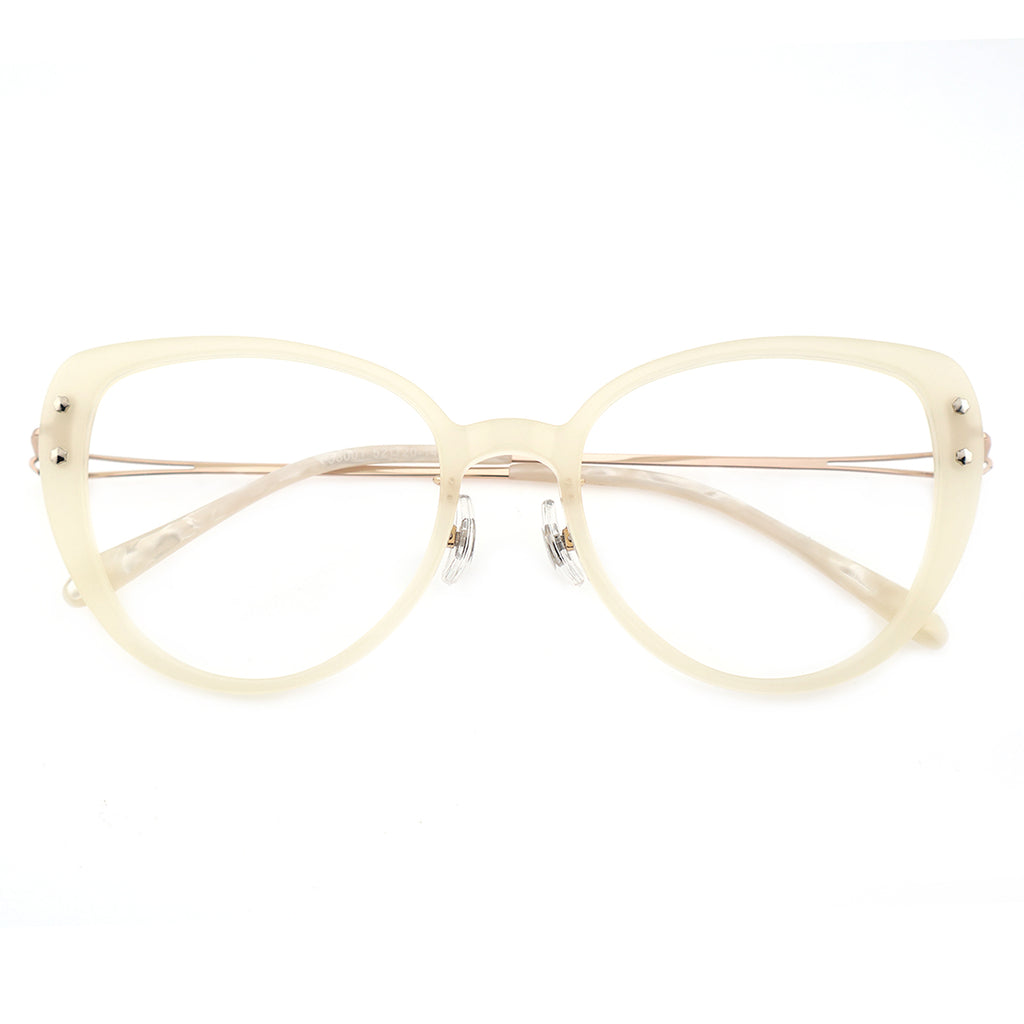 Black Cat-Eye Glasses with Rose Gold Temples