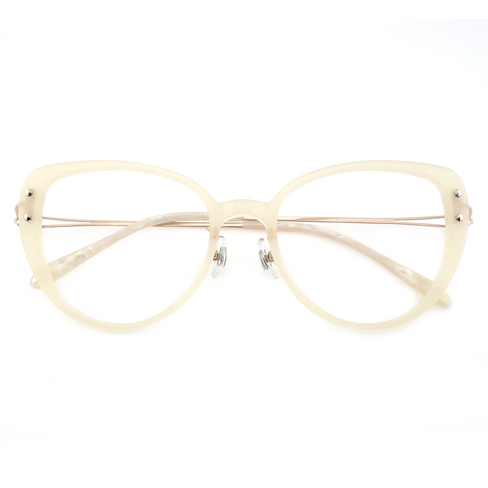 Black Cat-Eye Glasses with Rose Gold Temples