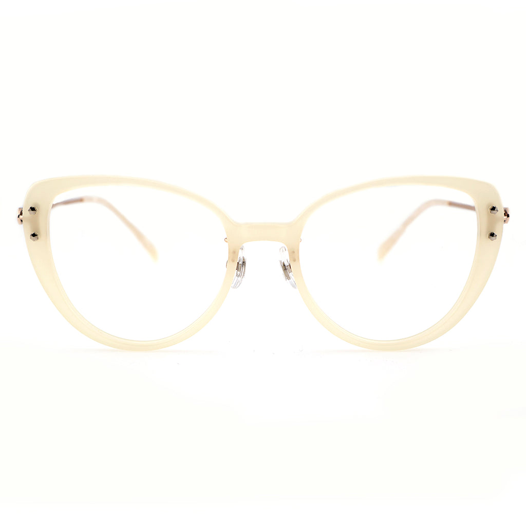 Black Cat-Eye Glasses with Rose Gold Temples