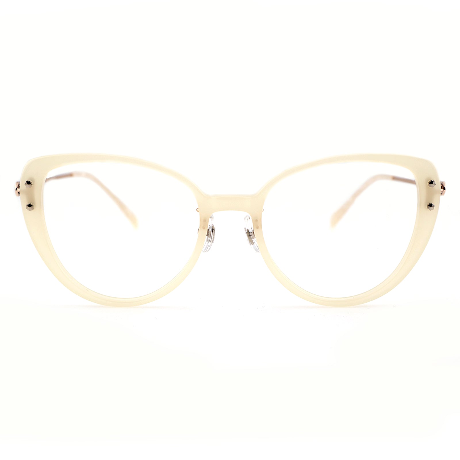Black Cat-Eye Glasses with Rose Gold Temples