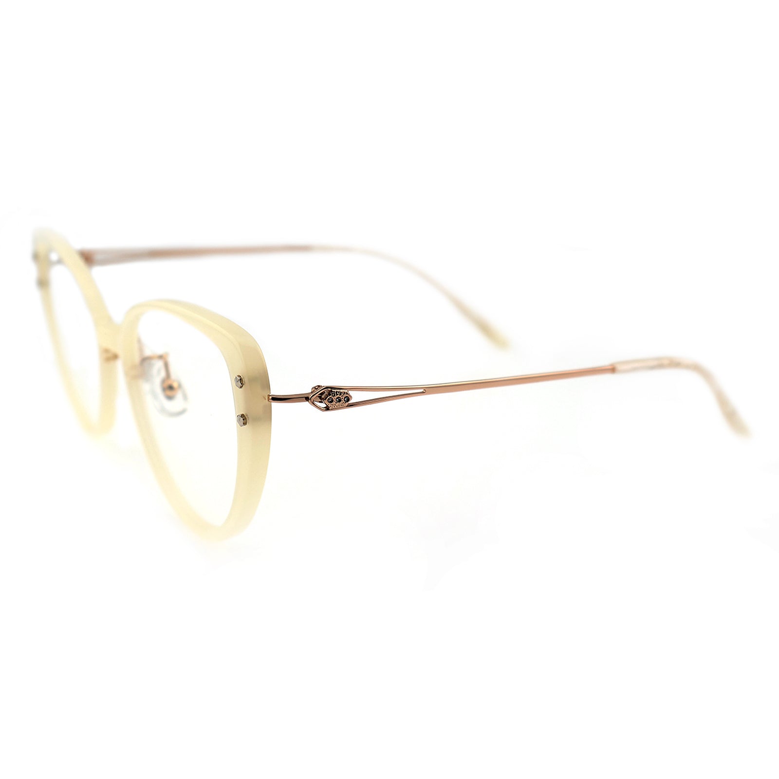Black Cat-Eye Glasses with Rose Gold Temples