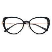 Black Cat-Eye Glasses with Rose Gold Temples
