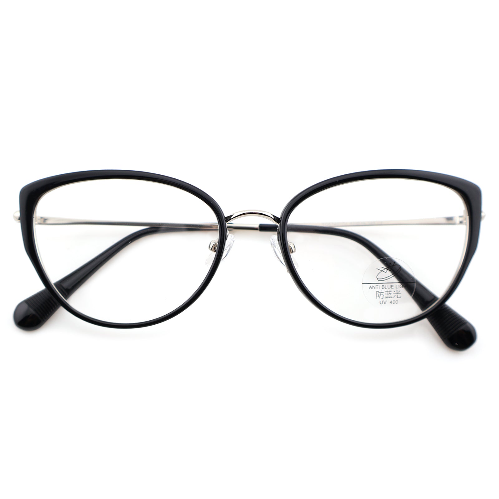 Women’s Retro Cat-Eye Computer Glasses, Silver Accent